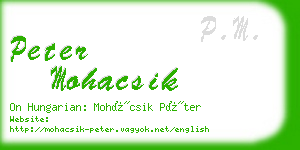 peter mohacsik business card